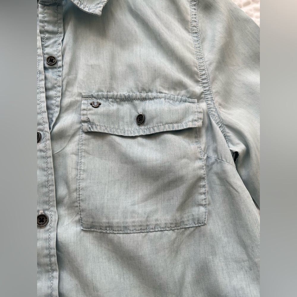 True Religion- Utility Button Down Shirt- Light Blue- XS - Picture 9 of 13
